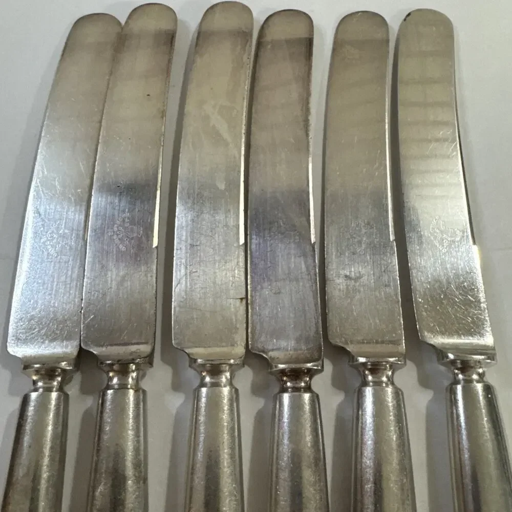 Vintage 6 Silverplate Knives Flatware - 1857 AS Co World Brand #16 Knives
